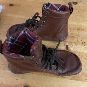 Brown Ankle Boots with Plaid Lining (Boulder Boots)